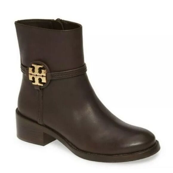 Tory Burch Miller women sz 5 Medallion Logo 45 mm Booties NWOB - Picture 1 of 16